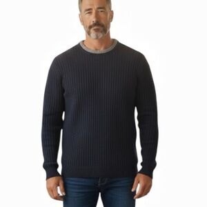 The North Face Men’s Fishermans Crewneck Gray Trim Navy Blue Wool sweater XL